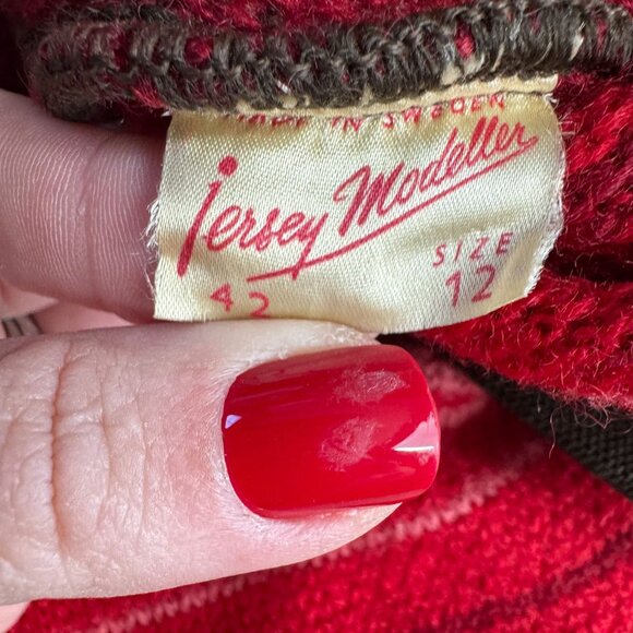 Vintage Jersey Modeller Iceland Lambs Wool‎ Cardigan Sweater Sweden M 12 Stripe - Picture 4 of 6